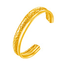 Niche Design Two-Tone Stainless Steel Bracelet - Wholesale Fashion Embossed Hammered & Polished C-Shaped Open Bangle