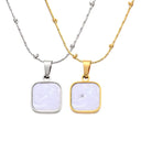 Light Luxury Niche Titanium Steel Necklace - Minimalist Mother-of-Pearl Square Pendant, Cool Elegant Versatile Women's Choker