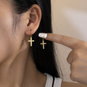 Wholesale Stainless Steel Jewelry Set - Exquisite Cross Design, Electroplated Craft, Light Luxury Versatile Bracelets & Earrings with Premium Feel