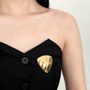 Niche Minimalist Triangle Brooch - Polished 3D Korean-Style Pin, Small Mini Versatile Accessory for Women