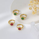 Korean-Style New Design Earrings, 18K Gold Plated Stainless Steel Geometric Zircon Earrings, Elegant Versatile Jewelry for Women