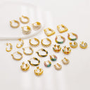 Cross-Border New Arrival Stainless Steel Earrings, 18K Gold Plated C-Shaped Hoops with Diamond/Pearl/Zircon Inlay, Niche High-End Irregular Jewelry