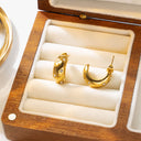 Ins Style 18K Gold Plated Diamond - Inlaid Studs, Elegant Minimalist C - Shaped Teardrop Stainless Steel & Titanium Steel Earrings for Women