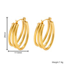 INS Style 18K Gold Plated Earrings, Multi-Layered Circle & U-Shaped Ear Cuffs, Minimalist Versatile Titanium Steel Hoops (Wholesale)