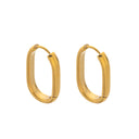 Luxury Korean-Style Earrings, Minimalist Gold Bean U-Shape Oval Hoops, Commute Ins Cool-Tone Ear Cuffs for Women