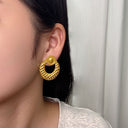 Trending! Versatile Stainless Steel Earrings for Women - Hammered - Pleated Heart Titanium Steel Dangles, 网红 - approved Chic Accessory
