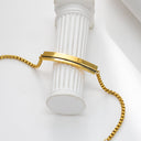 European & American Cross-Border Couple Bracelets - 18K Vacuum-Plated Titanium Steel Chains with DIY Engravable Curved Plate for Women