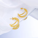 Hot-Selling 18K Gold Plated C-Shaped Hoops, Polished & Hammered Finish Stainless Steel & Titanium Steel Studs