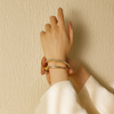 Light Luxury Zircon Gold Titanium Steel Bracelet - Vintage, Fashionable & Versatile