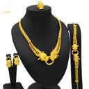 Dubai Middle East 24K Gold Plated Bridal 4-Piece Jewelry Set, Necklace Bracelet Earrings Ring for Bride