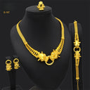 Dubai Middle East 24K Gold Plated Bridal 4-Piece Jewelry Set, Necklace Bracelet Earrings Ring for Bride