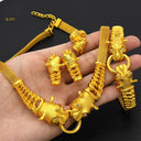 Dubai Middle East 24K Gold Plated Bridal 4-Piece Jewelry Set, Necklace Bracelet Earrings Ring for Bride