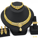 24K Gold Bridal 4-Piece Jewelry Set for Middle East &amp; Dubai, African Women's Wedding Necklace Earrings Ring Bracelet Wholesale
