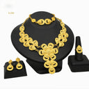 Wholesale 24K Gold Bridal Jewelry 4-Piece Set for Nigeria & Dubai, Necklace Earrings Bracelet Ring