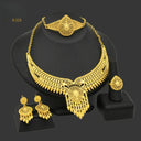 Wholesale 24K Gold Bridal Jewelry 4-Piece Set for Nigeria & Dubai, Necklace Earrings Bracelet Ring