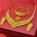 24K Gold Plated Jewelry Set, Bridal Necklace Earrings Ring Bracelet for Middle East, Dubai, India &amp; Nigeria, Wholesale