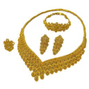 24K Gold Plated Jewelry Set, Bridal Necklace Earrings Ring Bracelet for Middle East, Dubai, India &amp; Nigeria, Wholesale