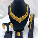 24K Gold Plated Jewelry Set, Bridal Necklace Earrings Ring Bracelet for Middle East, Dubai, India &amp; Nigeria, Wholesale