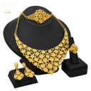 Wholesale 24K Gold Bridal Jewelry 4-Piece Set for Nigeria & Dubai, Necklace Earrings Bracelet Ring