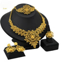 Wholesale 24K Gold Bridal Jewelry 4-Piece Set for Nigeria & Dubai, Necklace Earrings Bracelet Ring
