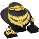 Wholesale 24K Gold Bridal Jewelry 4-Piece Set for Nigeria & Dubai, Necklace Earrings Bracelet Ring