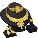 Wholesale 24K Gold Bridal Jewelry 4-Piece Set for Nigeria & Dubai, Necklace Earrings Bracelet Ring