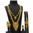 Gold - Plated Pendant Jewelry Set, Bridal Wedding Accessories, Alloy Long Necklace with Bangle, Ring and Earrings, Cross - Border Hot - Selling