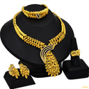 24K Dubai Gold Jewelry Set, Trendy Style for Europe, America &amp; Africa, 4-Piece Jewelry with Earrings, Factory In-Stock Wholesale
