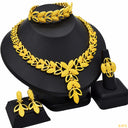 24K Dubai Gold Jewelry Set, Trendy Style for Europe, America &amp; Africa, 4-Piece Jewelry with Earrings, Factory In-Stock Wholesale