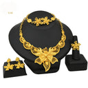 Wholesale 24K Gold Bridal Jewelry 4-Piece Set for Nigeria & Dubai, Necklace Earrings Bracelet Ring