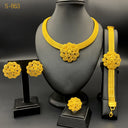 Bestselling 24K Gold Bridal Jewelry Set for Dubai, Necklace Earrings Bracelet Ring for Middle East & Africa