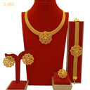 Bestselling 24K Gold Bridal Jewelry Set for Dubai, Necklace Earrings Bracelet Ring for Middle East & Africa