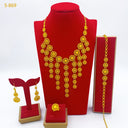 Dropshipping Bridal Jewelry Set for Dubai Middle East, Factory Direct Sale Women's Necklace Earrings Ring Bracelet