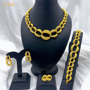 24K Gold Plated Jewelry Set, Bridal Necklace Earrings Ring Bracelet for Middle East, Dubai, India & Nigeria, Wholesale