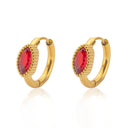 Luxury Geometric Earrings, 18K Gold Plated Diamond - Inlaid Ear Cuffs, High - End Stainless Steel Jewelry for Women