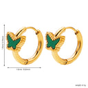 Best Selling Butterfly Earrings, 18K Gold Enamel Resin Oil Drip Hoops, Stainless Steel & Titanium Steel Fashion Versatile Jewelry for Women
