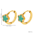 New Five - Leaf Flower Earrings, Gold Enamel Resin Ear Cuffs, Unique Design Premium Titanium Steel Studs for Women