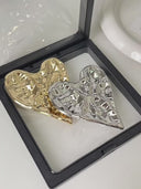 Metal Irregular Concave-Convex Heart Brooch for Women - High-End Large Pin, Versatile Accessory for Sweaters, Coats & Jackets