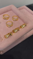 Niche Infinity Bow Sterling Silver Ring - Zircon-Accented Gold-Tone Design, Romantic Statement Jewelry for Women