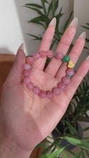 Niche Rhodochrosite Gourd Sterling Silver Bracelet - Gold-Tone Chinese Design, Lucky Statement Jewelry for Women