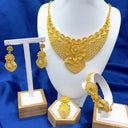 24K Gold Plated Jewelry Set, Bridal Necklace Earrings Ring Bracelet for Middle East, Dubai, India & Nigeria, Wholesale