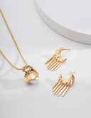 Niche Crescent Moon Sterling Silver Earrings - Polished Tassel Design, Bold Gold-Tone Statement Jewelry for Women