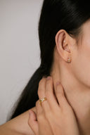 Sterling Silver Oval Zircon Stud Earrings - Gold-Tone Minimalist Earring Set for Women, Dainty Fashion Jewelry Accessory