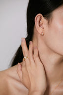 Sterling Silver Oval Zircon Stud Earrings - Gold-Tone Minimalist Earring Set for Women, Dainty Fashion Jewelry Accessory