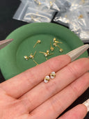 Sterling Silver Oval Zircon Stud Earrings - Gold-Tone Minimalist Earring Set for Women, Dainty Fashion Jewelry Accessory