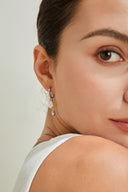 Niche Freshwater Pearl Sterling Silver Hoops - Two-Tone Dangle Huggie Earrings, Elegant Statement Jewelry for Women