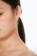 Sterling Silver Geometric Mother-of-Pearl Jewelry Set - Gold-Tone Necklace and Earrings with Zircon Accents, Elegant Fashion Accessory for WomenV