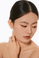 Sterling Silver Geometric Mother-of-Pearl Jewelry Set - Gold-Tone Necklace and Earrings with Zircon Accents, Elegant Fashion Accessory for WomenV