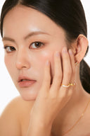 Sterling Silver Geometric Mother-of-Pearl Jewelry Set - Gold-Tone Necklace and Earrings with Zircon Accents, Elegant Fashion Accessory for WomenV