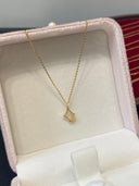 Sterling Silver Geometric Mother-of-Pearl Jewelry Set - Gold-Tone Necklace and Earrings with Zircon Accents, Elegant Fashion Accessory for WomenV